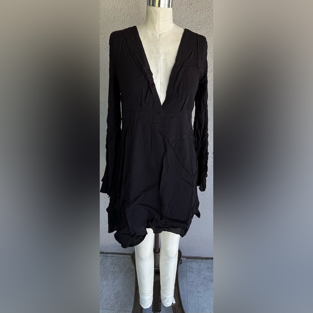 Stylish Black Deep V-Neck Dress